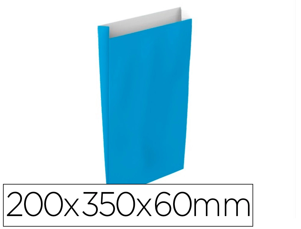 [166078] Sobre papel basika celulosa celeste con fuelle m 200x350x60 mm paquete de 25 unidades