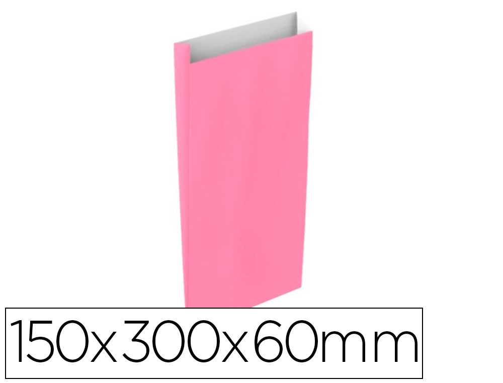 [166074] Sobre papel basika celulosa rosa con fuelle s 150x300x60 mm paquete de 25 unidades