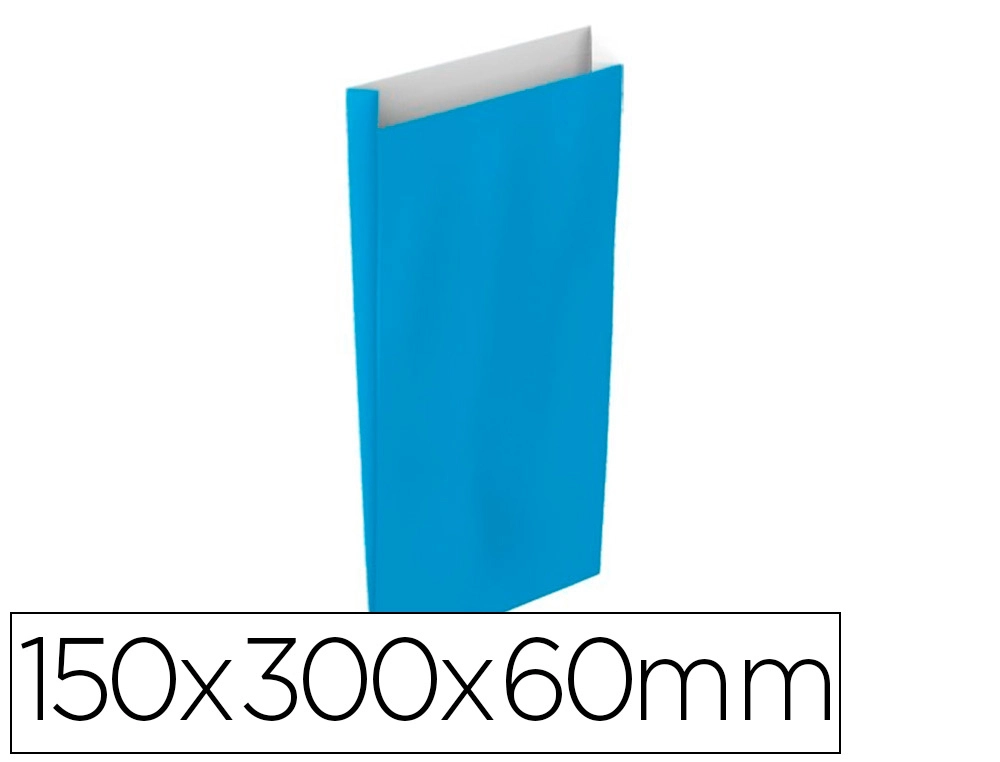 [166073] Sobre papel basika celulosa celeste con fuelle s 150x300x60 mm paquete de 25 unidades