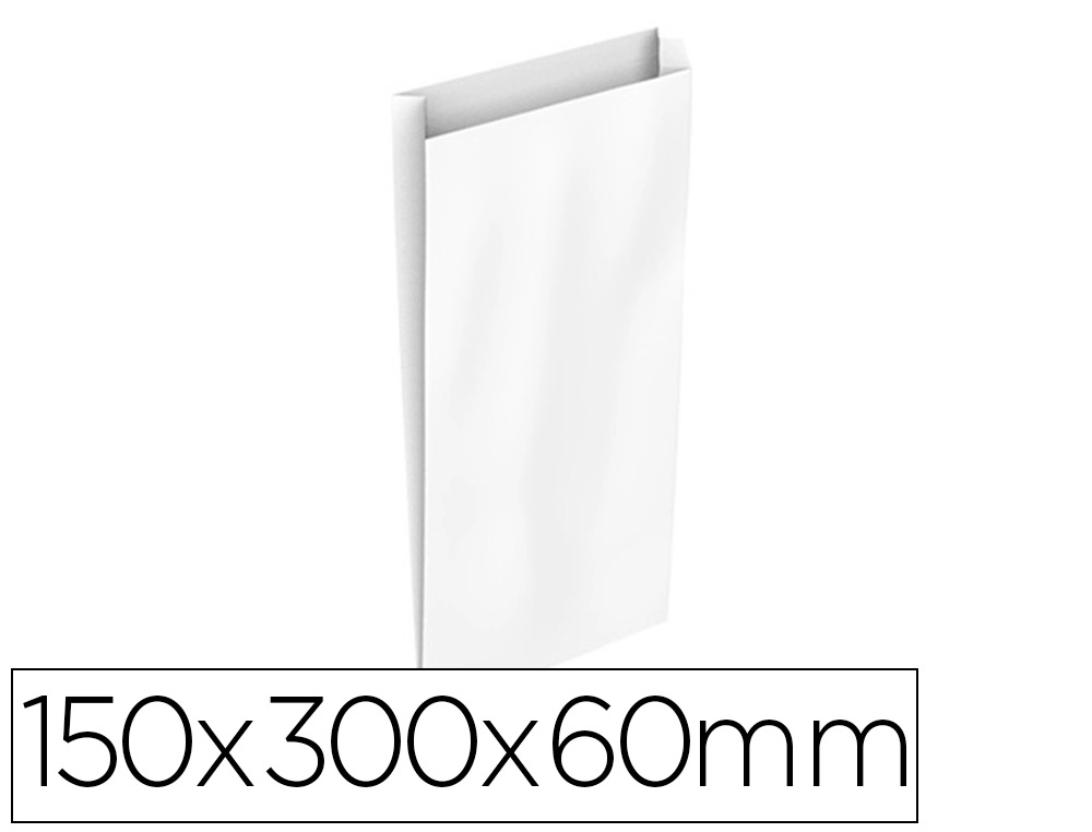 [166072] Sobre papel basika celulosa blanco con fuelle s 150x300x60 mm paquete de 25 unidades