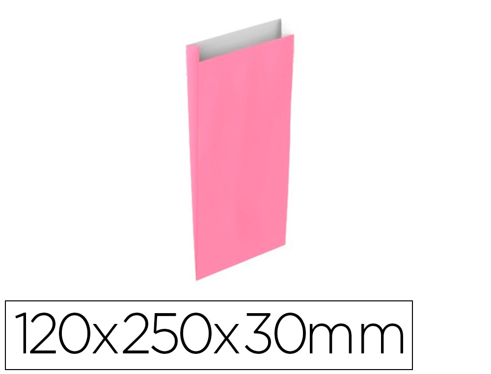 [166069] Sobre papel basika celulosa rosa con fuelle xs 120x250x30 mm paquete de 25 unidades