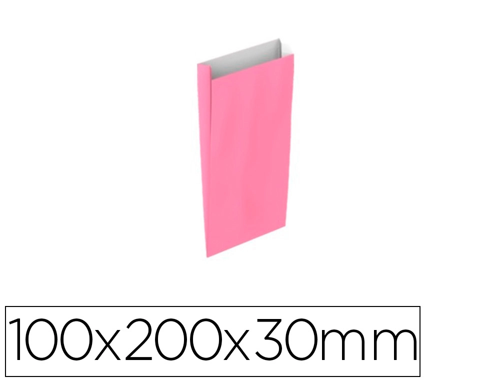 [166064] Sobre papel basika celulosa rosa con fuelle xxs 100x200x30 mm paquete de 25 unidades