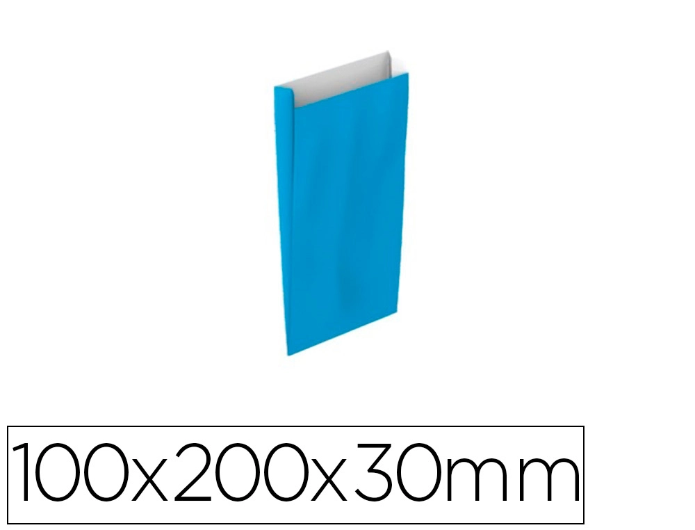 [166063] Sobre papel basika celulosa celeste con fuelle xxs 100x200x30 mm paquete de 25 unidades