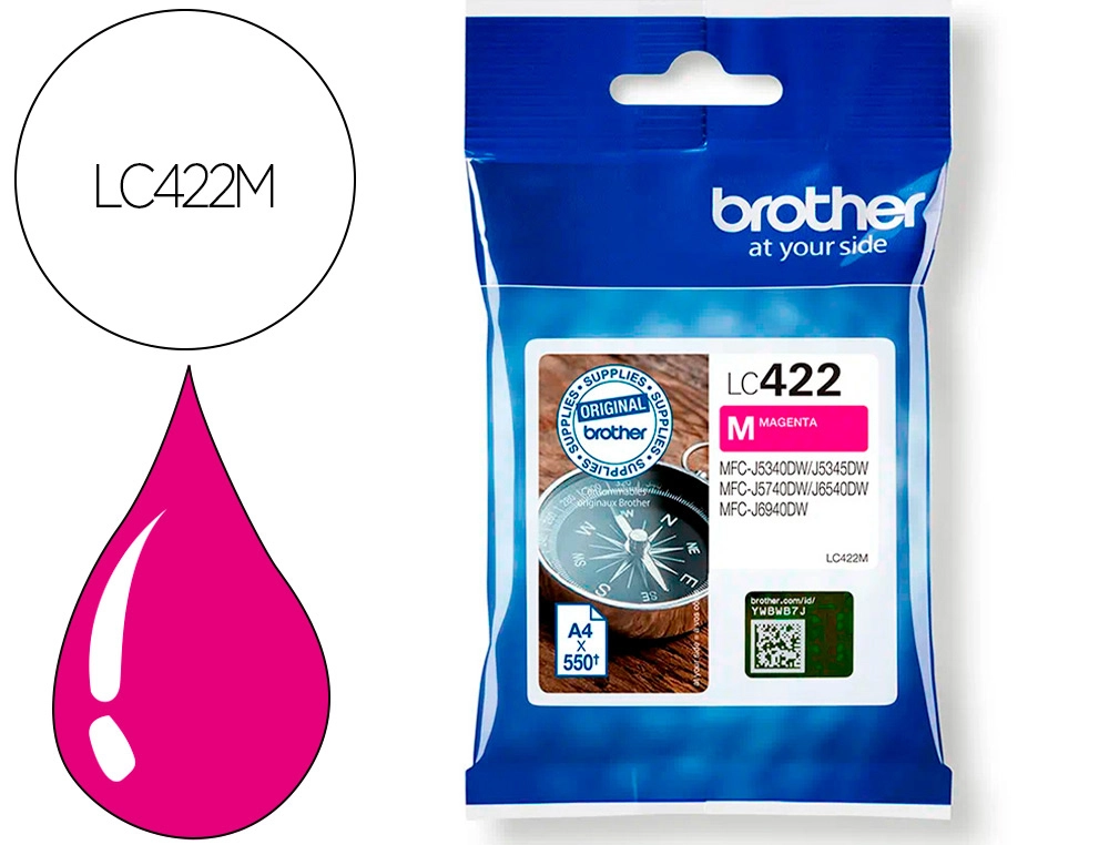 Ink-jet brother lc-422m magenta mfc-j5340dw / mfc-j5740dw / mfc-j6540dw / mfc-j6940dw 550 paginas