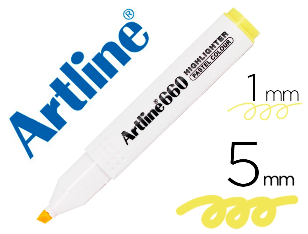 Rotulador artline fluorescente ek-660 amarillo pastel punta biselada