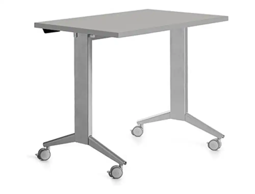 Mesa de oficina rocada 120x60cm con tablero abatible 90 acabado fd02 gris/gris