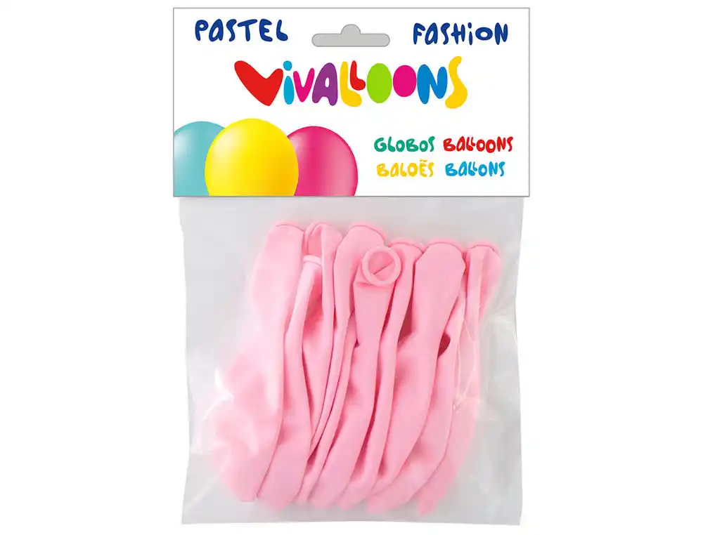 [164991] Globo 100% latex biodegradable rosa claro blister de 10 unidades