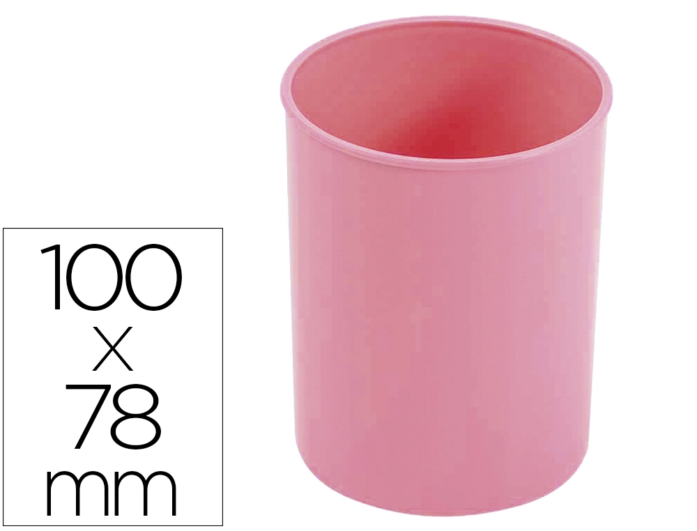 [164593] Cubilete portalapices faibo rosa pastel opaco plastico diametro 78 mm alto 100 mm