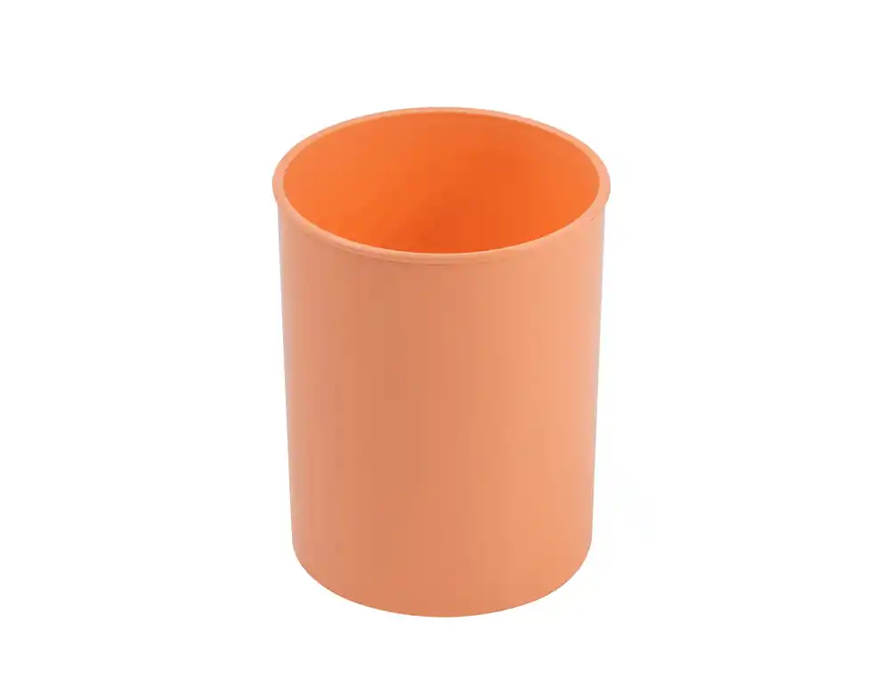 [164592] Cubilete portalapices faibo naranja pastel opaco plastico diametro 78 mm alto 100 mm