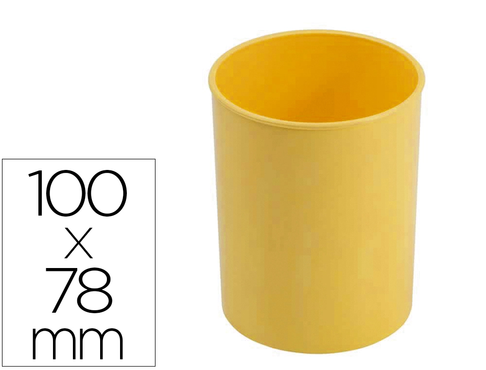 [164590] Cubilete portalapices faibo amarillo pastel opaco plastico diametro 78 mm alt0 100 mm