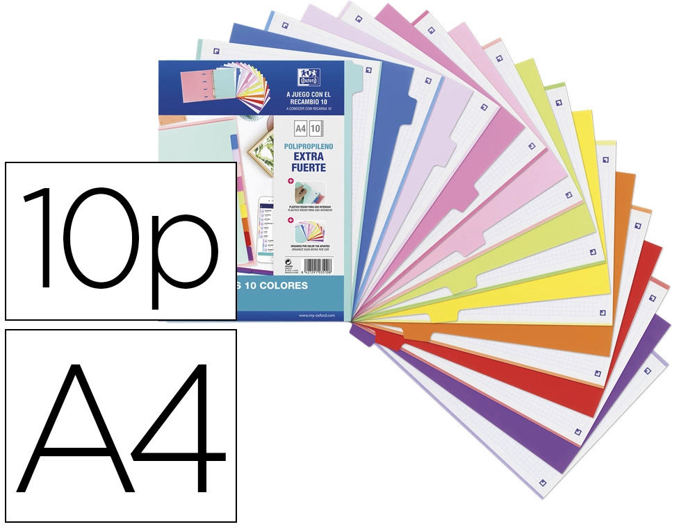 [164404] Separadores de plastico oxford polipropileno 500 mc juego de 10 separadores