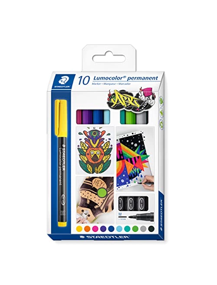 [164306] Rotulador staedtler lumocolor retroproyeccion punta de fibra permanente 317 caja de 10 unidades colores surtidos