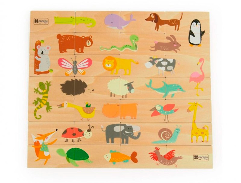 [164151] Puzle andreutoys domino animales madera 28 piezas