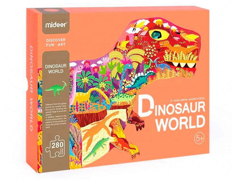 [164144] Puzle mideer mundo de dinosaurios con forma animal grande 280 piezas