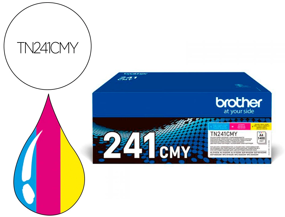 [163838] Toner brother tn241cmy hl3140 / 3170 / 3150 / dcp9020 / mfc9140 / 9330 / 9340 cian magenta yellow 1500 paginas