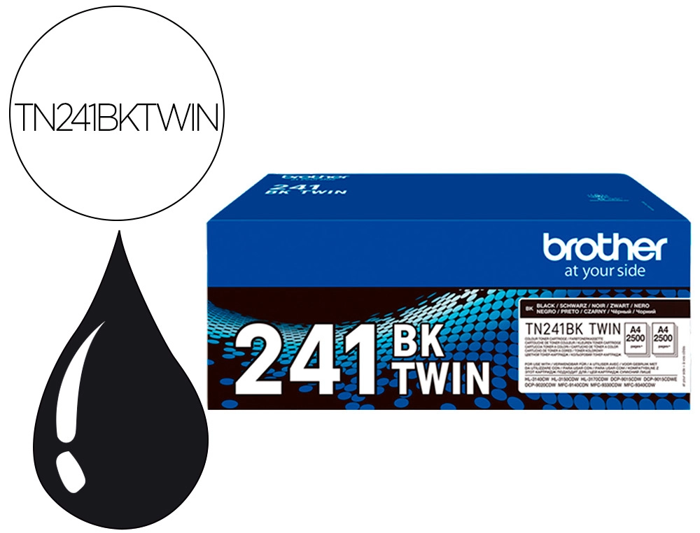 [163837] Toner brother tn241bktwin hl3140 / 3170 / 3150 / dcp9020 / mfc9140 / 9330 / 9340 negro 2500 paginas pack