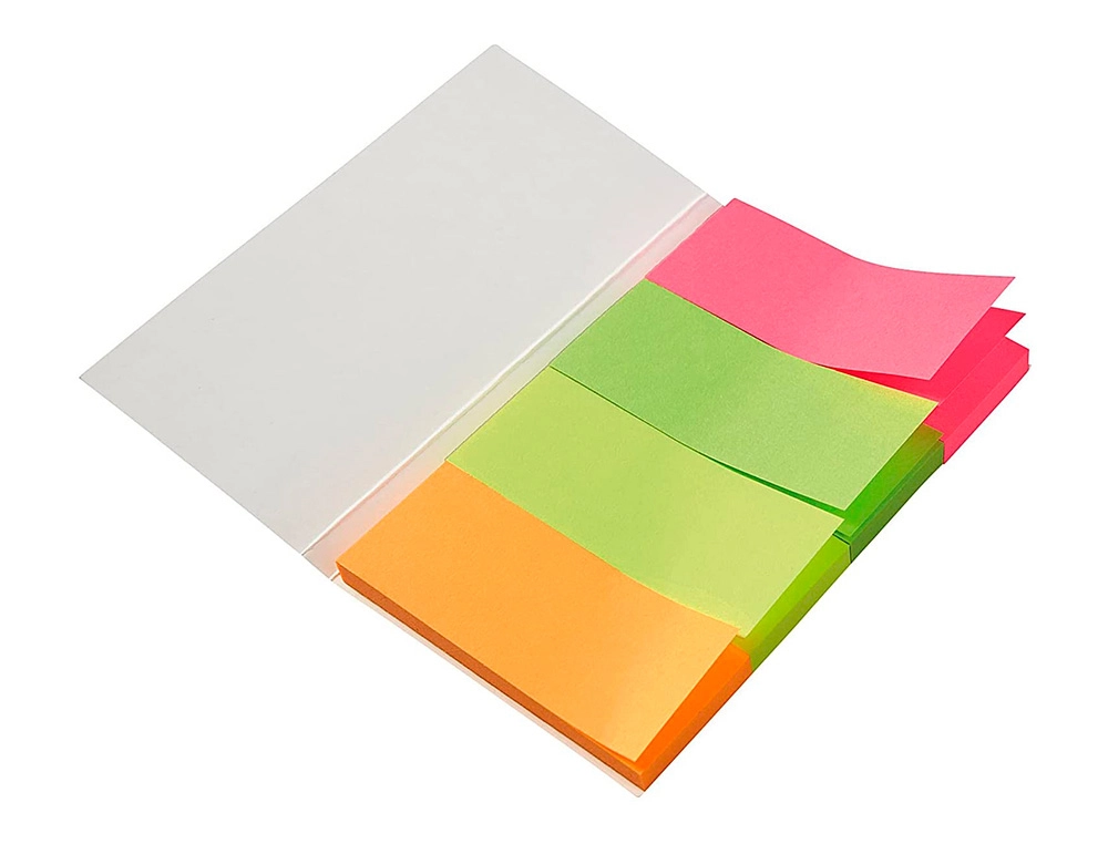 [163827] Banderitas separadoras 20x50 mm fluorescente pack de 4 con 20 hojas