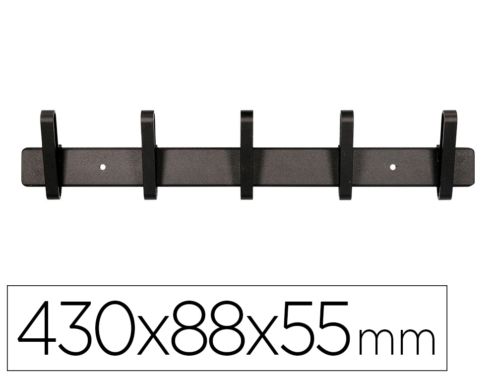 [163699] Perchero liderpapel pared metalico 5 colgadores color negro 430x88x55 mm
