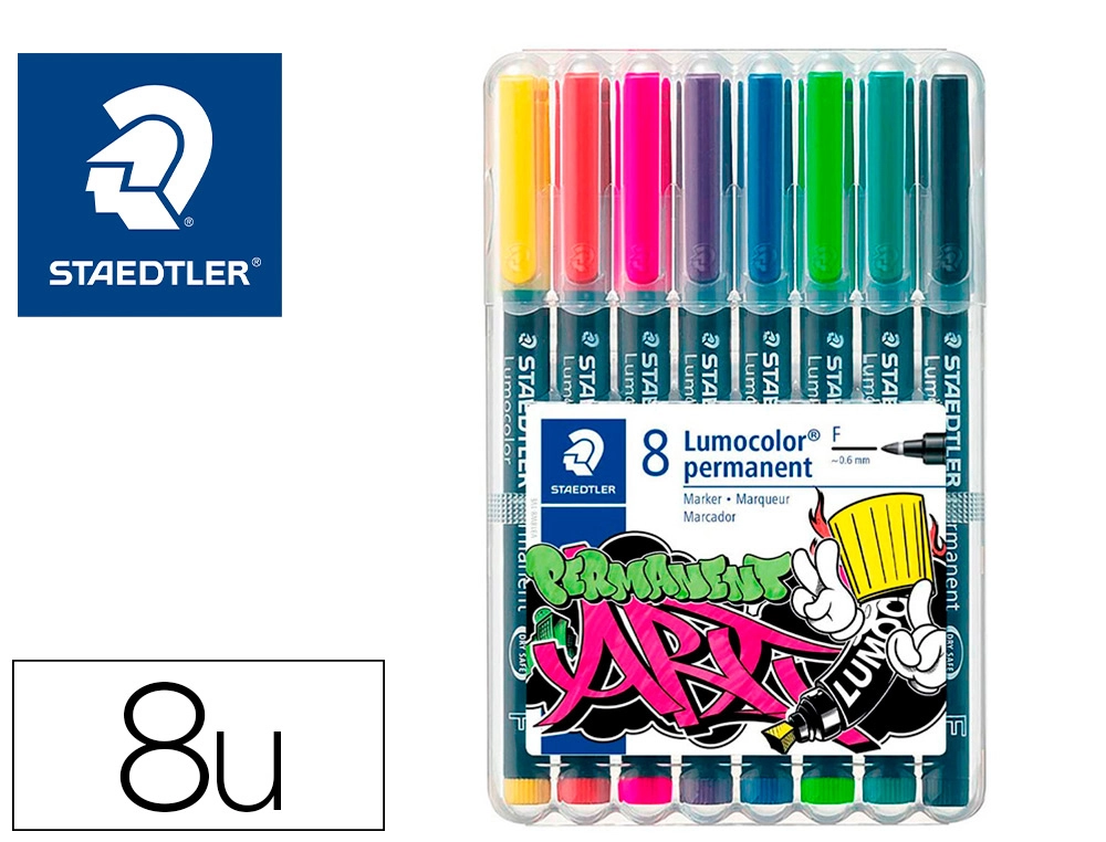 [163613] Rotulador staedtler lumocolor retroproyeccion punta de fibra 318 estuche de 8 unidades colores surtidos