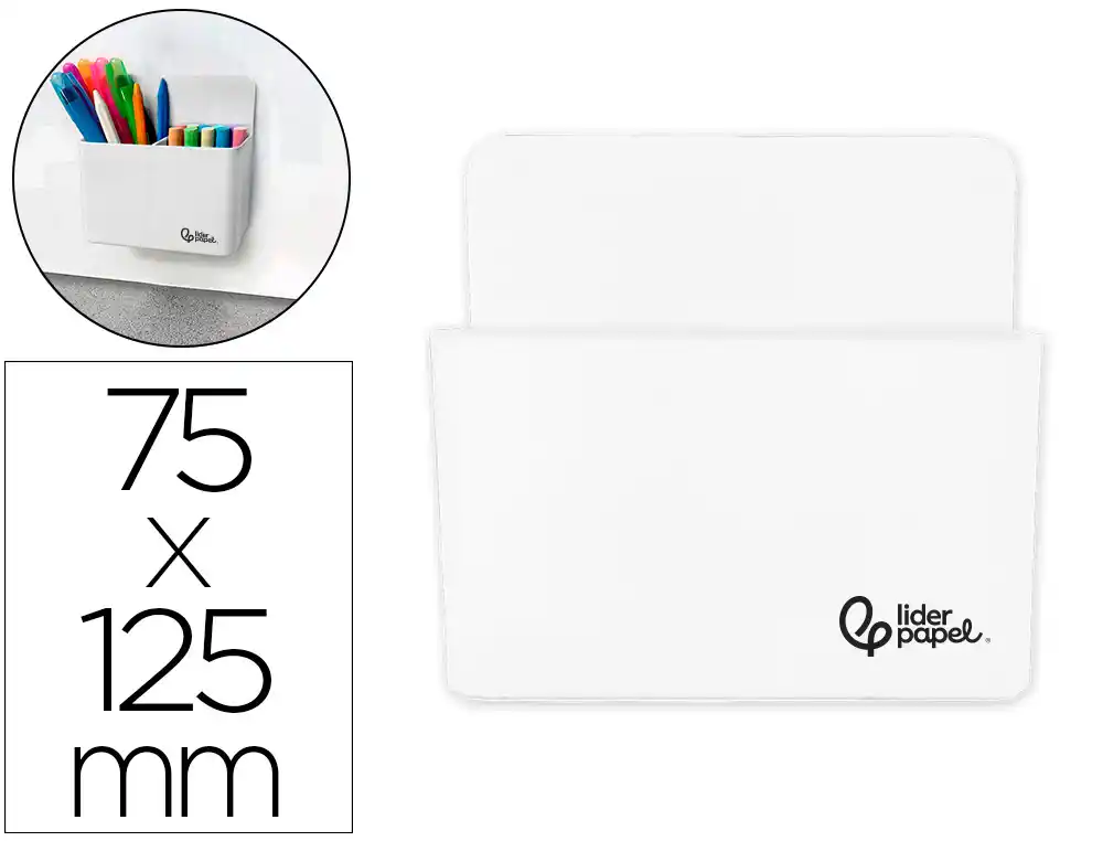 [163568] Cubilete portalapices liderpapel blanco opaco plastico magnetico 125x75x40 mm