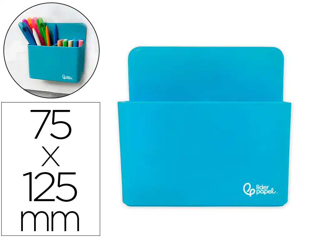 [163567] Cubilete portalapices liderpapel azul claro opaco plastico magnetico 125x75x40 mm