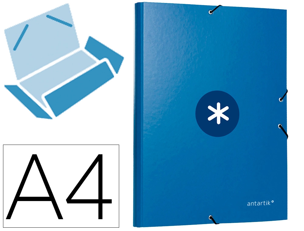[163535] Carpeta antartik gomas tres solapas carton forrado a4 color azul marino