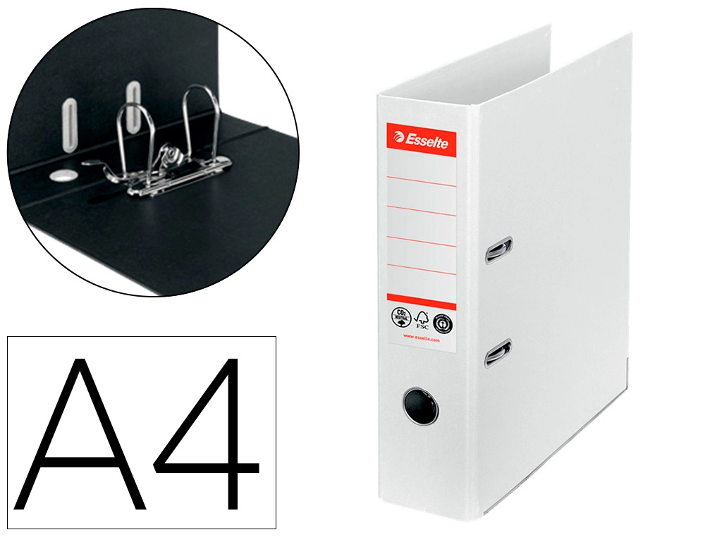 [163201] Archivador de palanca esselte n 1 din a4 carton forrado 100% reciclado lomo 75 mm blanco