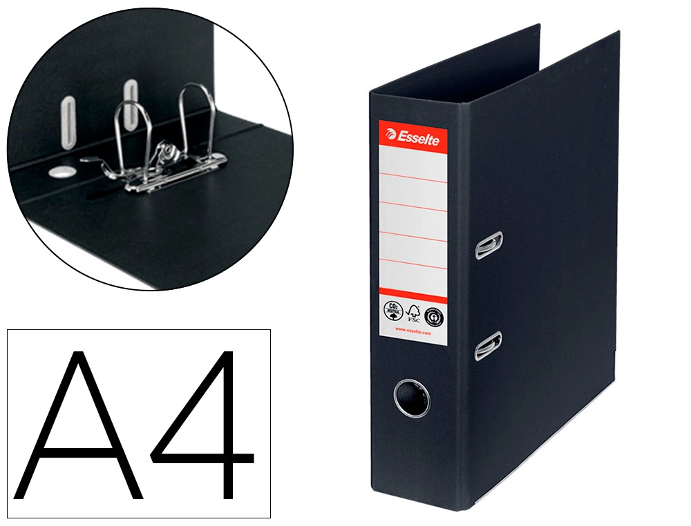 [163200] Archivador de palanca esselte n 1 din a4 carton forrado 100% reciclado lomo 75 mm negro
