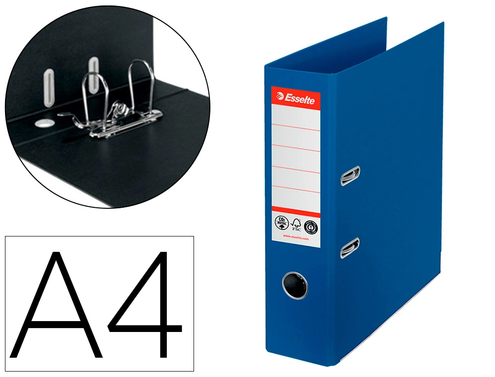 [163196] Archivador de palanca esselte n 1 din a4 carton forrado 100%reciclado lomo 75 mm azul vivida