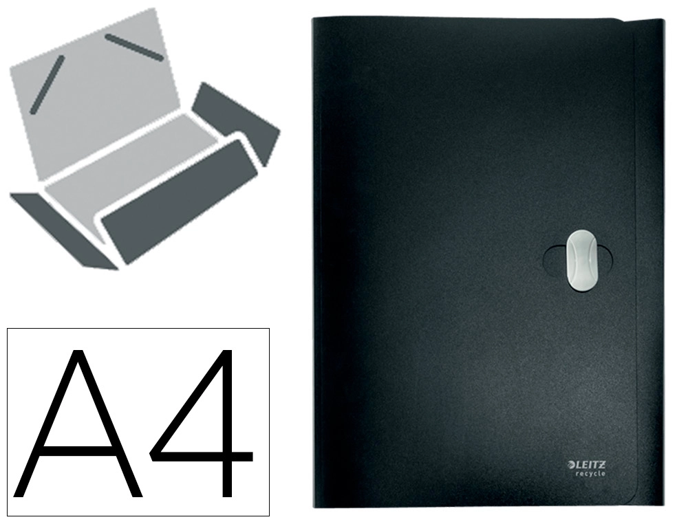 [163191] Carpeta leitz recycle gomas tres solapas din a4 polipropileno negro