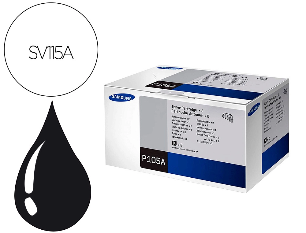 Toner hp-samsung laser sv115a multifunctions monochromes mlt-p1052a negro 5000 paginas pack 2 unidades