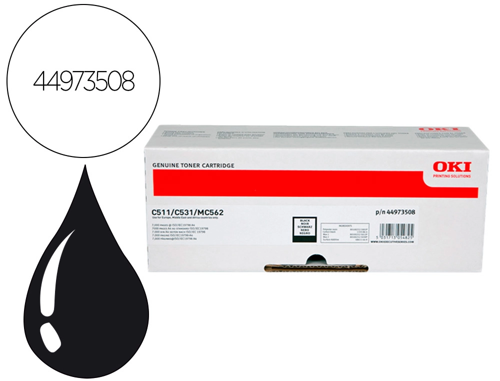Toner oki laser mc562 / c511 negro 7000 paginas