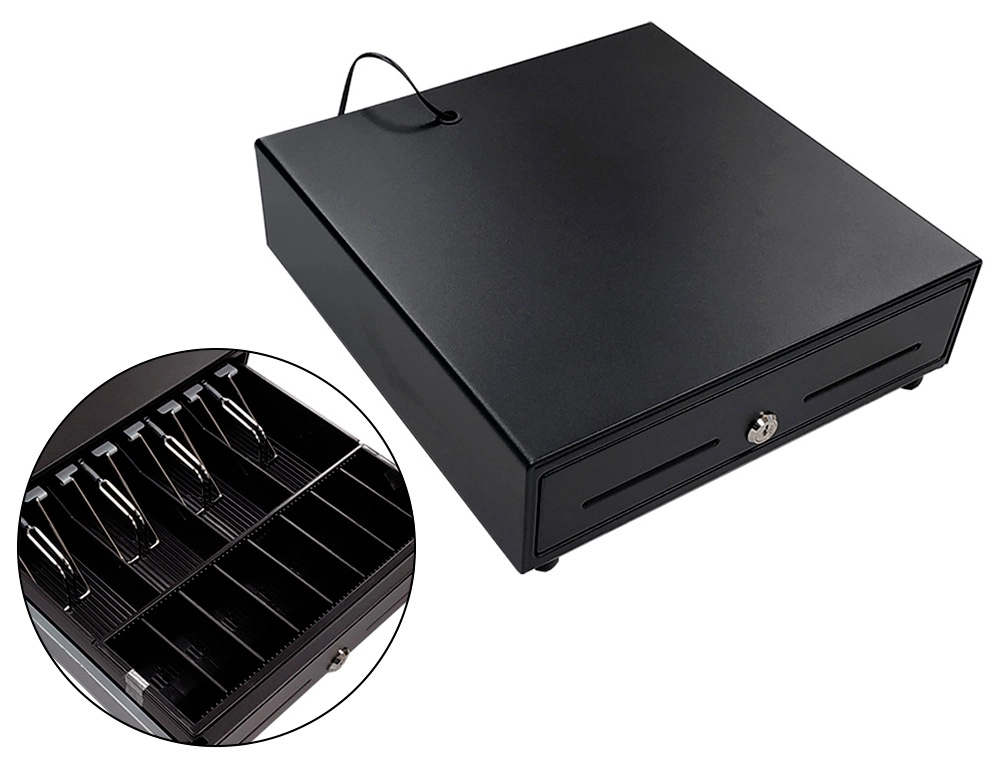 [162201] Cajon portamonedas 8 monederos 4 billeteros apertura electrica negro 330x335x105 mm