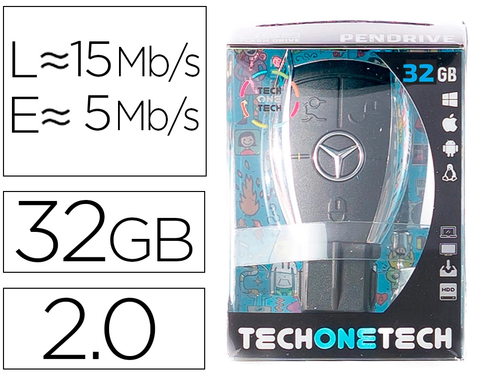 Memoria usb tech on tech llave mercedes 32 gb