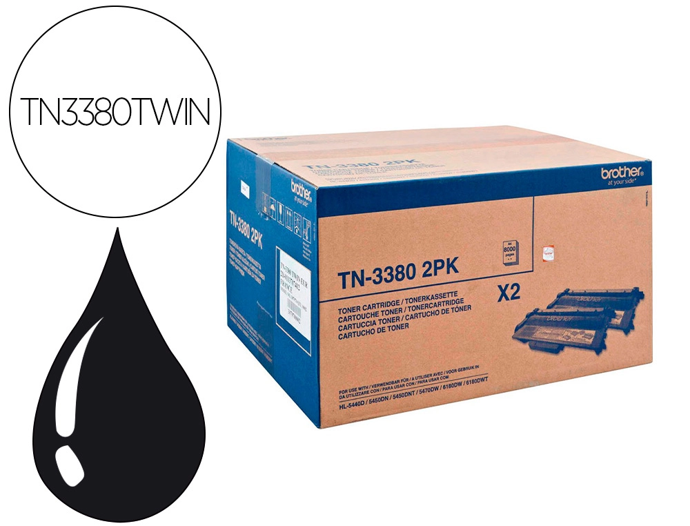 Toner brother hl5440d / 5450dn / 5470dw 16000 pag 2 pack negro