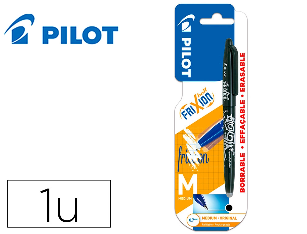 [161342] Boligrafo pilot frixion ball borrable 0,7 mm punta media negro en blister