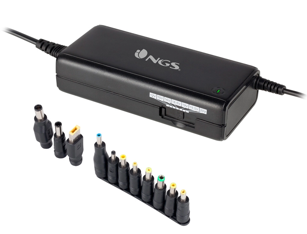 Adaptador de corriente ngs manual laptop 90w con 11 adaptadores