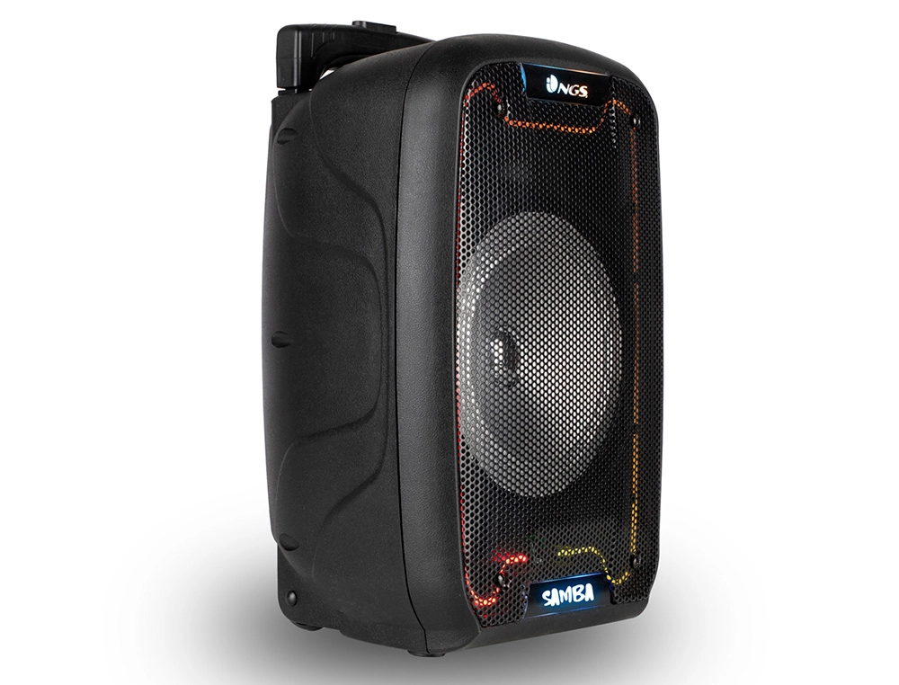 Altavoz ngs bluetooth wild samba portatil 30w con microfono con cable bateria y luces led micro usb usb aux