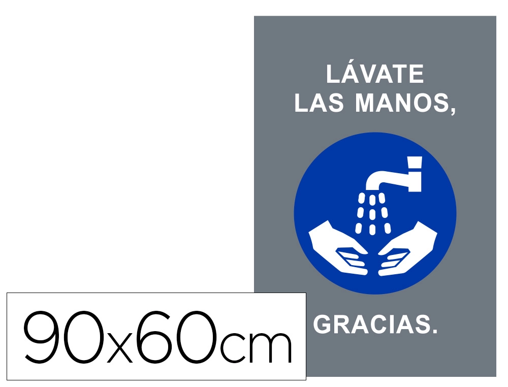 Alfombra para suelo de paso novus lavate las manos gracias fondo gris 90x60 cm
