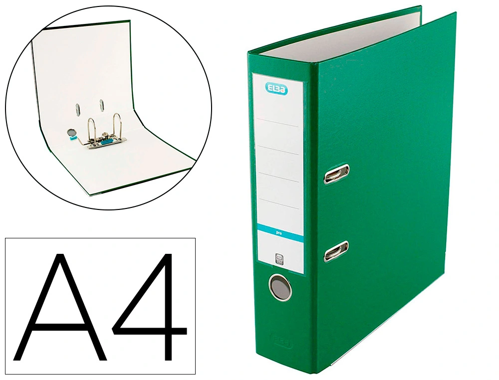 Archivador de palanca elba top carton compacto polipropileno con rado din a4 lomo de 80 mm verde