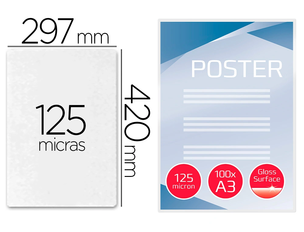 [157617] Bolsa de plastificar gbc din a3 2x125 micras caja de 100 unidades