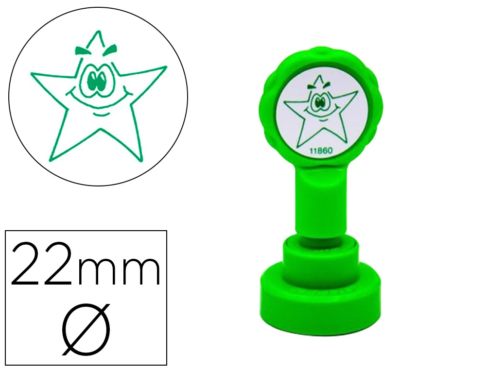 [156721] Sello artline emoticono estrella color verde 22 mm diametro