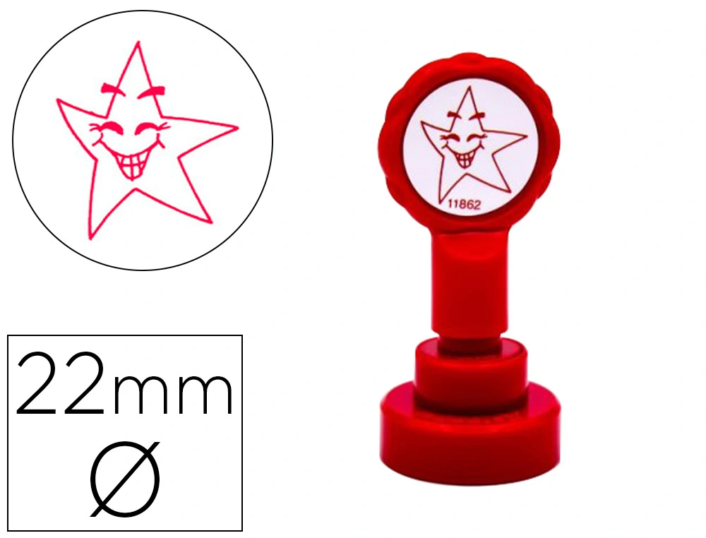 [156720] Sello artline emoticono estrella color rojo 22 mm diametro