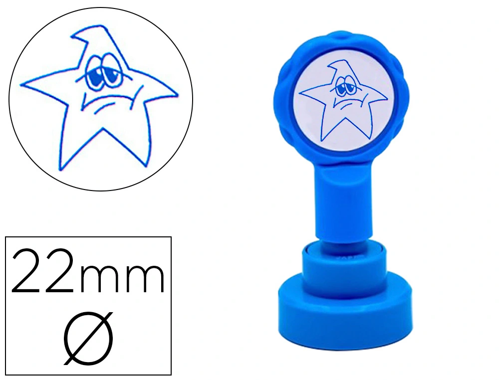 [156718] Sello artline emoticono estrella triste color azul 22 mm diametro