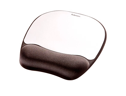 Alfombrilla para raton fellowes con reposamuñecas de espuma memory foam plata 230x196x20 mm