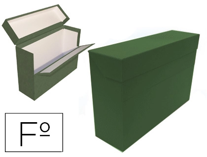 [156286] Caja transferencia mariola folio doble carton forrado geltex lomo 20 cm color verde