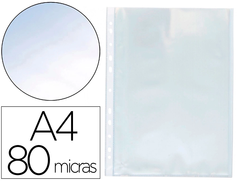 [156280] Funda multitaladro q-connect din a4 80 mc cristal caja de 1400 unidades