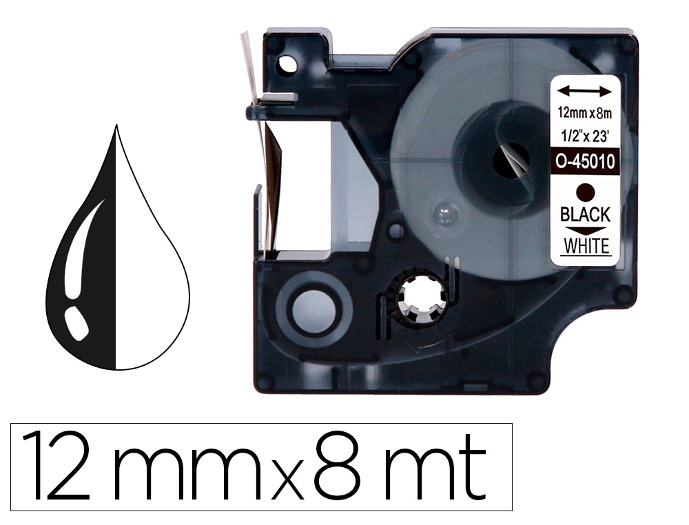 Cinta q-connect mk-221 blanco-negro 9mm longitud 8 m