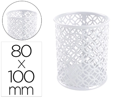 Cubilete portalapices q-connect blanco metal redondo diametro 80 mm alto 100 mm