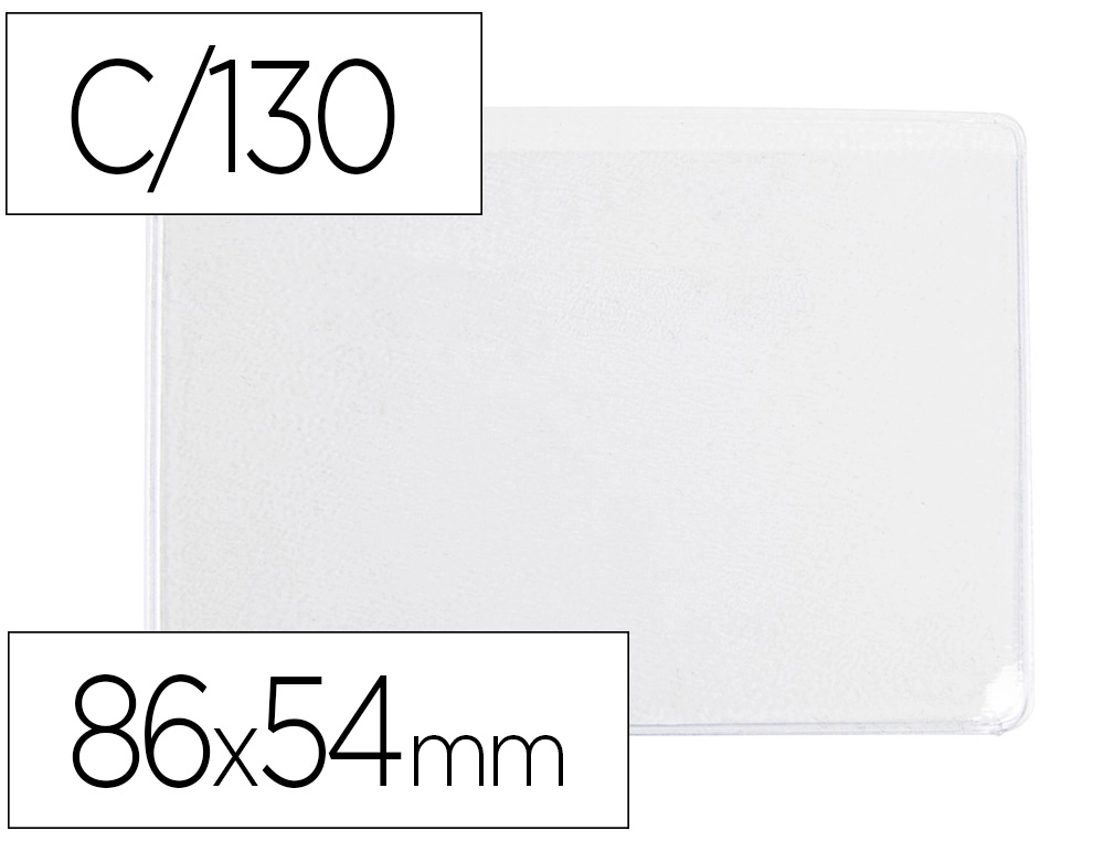 Funda portadocumento q-connect dni 130 micras pvc transparente con uñero 86x54 mm